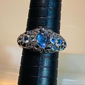 🌙Beautiful Artisan Handmade Sterling Silver Vintage Moonstone Open Work Ring!